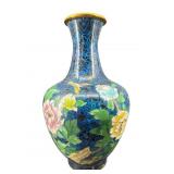 15.5 IN BLUE CLOISONNE VASE