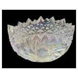 L.E SMITH CRYSTAL  AZTEC WHIRLING STAR LUSTER BOWL