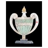PAINTED CARVED WOODEN HANGING URN