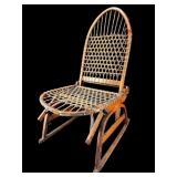 ANTIQUE ASH WOOD FOLDING ICE FISHING CHAIR