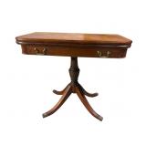 MAHOGANY PEDESTAL FLIP TOP GAME TABLE