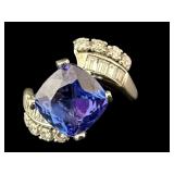 PLATINUM CUSTOM TANZANITE & DIAMOND RING