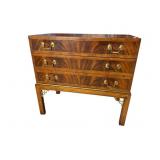 ALL BANDED MAHOGANY CHIPPENDALE 3 DRAWER CHEST