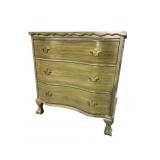 CHIPPENDALE PAINTED 3 DRAWER CHEST