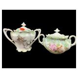 ANTIQUE HAND PAINTED R.S GERMANY 2 PC SUGAR SET