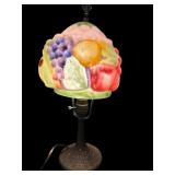 ANTIQUE REVERSE PAINTED PUFFY SHADE LAMP