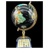 EXTRA LARGE BLACK AND BRASS GEMSTONE WORLD GLOBE