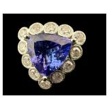 PLATINUM NATURAL TANZANITE & DIAMOND RING