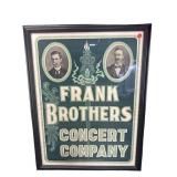 FRANK BROS. CONCERT CO. ADVERTISING SIGN IN FRAME