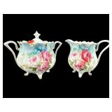 ANTIQUE R.S PRUSSIA HAND PAINTED ROSES CREAMER &