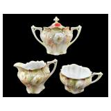 3 PC ANTIQUE R.S PRUSSIA HAND PAINTED CREAMER &
