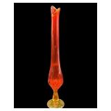 FENTON THUMBPRINT AMBERINA SWUNG VASE