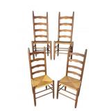 4 LADDER BACK RUSH BOTTOM CHAIRS