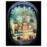 RUSSIAN SIGNED LAQUER ST. BASIL CATHEDRAL BOX