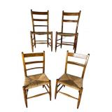 LOT OF 4 LADDER BACK RUSH BOTTOM CHAIRS