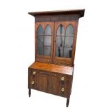 19TH CENT. FLAMED MAHOGANY 2 PC SECRETARY