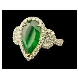 PLATINUM QUALITY ZAMBIAN EMERALD & DIAMOND RING