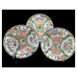 LOT OF 3 ANTIQUE ROSE MEDALLION PLATES