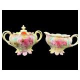 ANTIQUE R.S PRUSSIA HAND PAINTED FLOWERS CREAMER