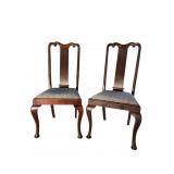 2 HIGHBACK 19TH CENT. QUEEN ANNE CHAIRS
