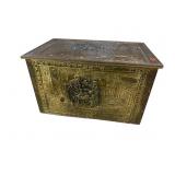 BRASS DECORATED ANTIQUE KINDLING BOX