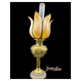 BRASS USA MADE ELECTRIFIED OIL LAMP WITH SLAG