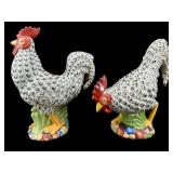 2 LARGE CERAMIC ROOSTERS