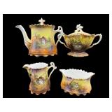 4 PC HAND PAINTED GRISTMILL TEA SET