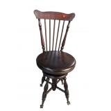 MAHOGANY ADJUSTABLE PIANO STOOL W BACK