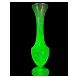 RIBBED URANIUM GLASS FLARED VASE