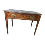 19TH CENT. MAHOGANY MARBLE TOP 1 DRAWER TABLE