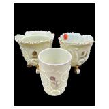 3 PC LOT ANTIQUE NORTHWOOD LOUIS XV CUSTARD GLASS