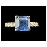 14K BLUE SAPPHIRE & DIAMOND RING