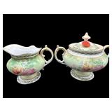 ANTIQUE R.S PRUSSIA PAINTED ROSES CREAMER & SUGAR