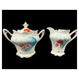ANTIQUE R.S PRUSSIA PAINTED CREAMER & SUGAR