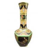 6 INCH BLACK AND GOLD ANTIQUE CLOISONNE VASE