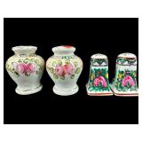 2 PRS OF ORIENTAL/ROSE MEDALLION SALT AND PEPPER