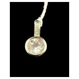 14K PENDANT WHITE GOLD CZ & DIAMOND
