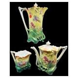 ANTIQUE HAND PAINTED GERMANY 3 PC PORCELAIN