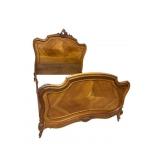 FRENCH SATIN WOOD CARVED FULL SIZE BED