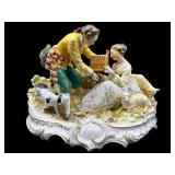 LARGE DRESDEN COURTSHIP BARNYARD SCENE SCULPTURE