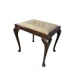 MAHOGANY QUEEN ANNE NEEDLEPOINT STOOL