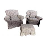 3 PC SET 1940's QUEEN ANNE STUFFED CHAIRS WITH