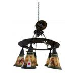 HANGING ART DECO SLAG GLASS CHANDELIER