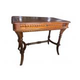 WALNUT VICTORIAN LEATHER TOP 1 DRAWER WRITING DESK