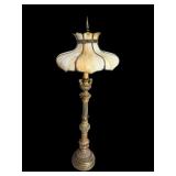 EARLY GOLD DECORATED SLAG GLASS FLOOR LAMP