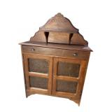 19TH CENT. POPLAR PUNCH TIN JELLY CUPBOARD