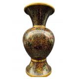8 INCH 1980's BROWN AND BLACK CLOISONNE VASE