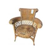 STICK AND BALL WICKER ARM CHAIR