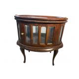SOLID MAHOGANY OVAL CHOCOLATE TABLE/VITRINE